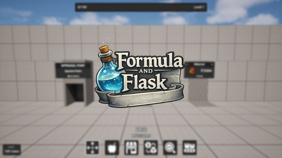 Formula and Flask title art in the potion factory