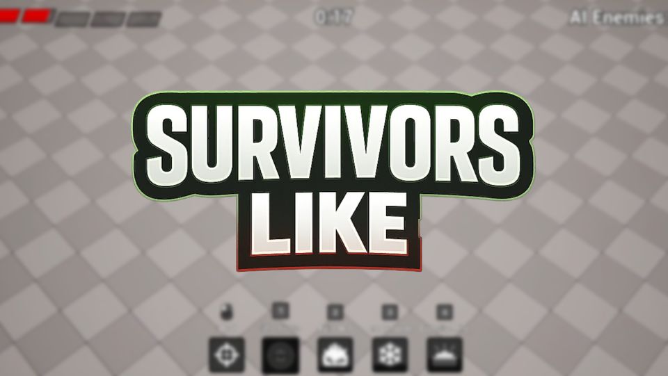 Survivors Like title art in a test arena